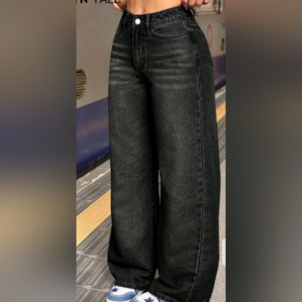 Wide Leg Black Jeans for Women